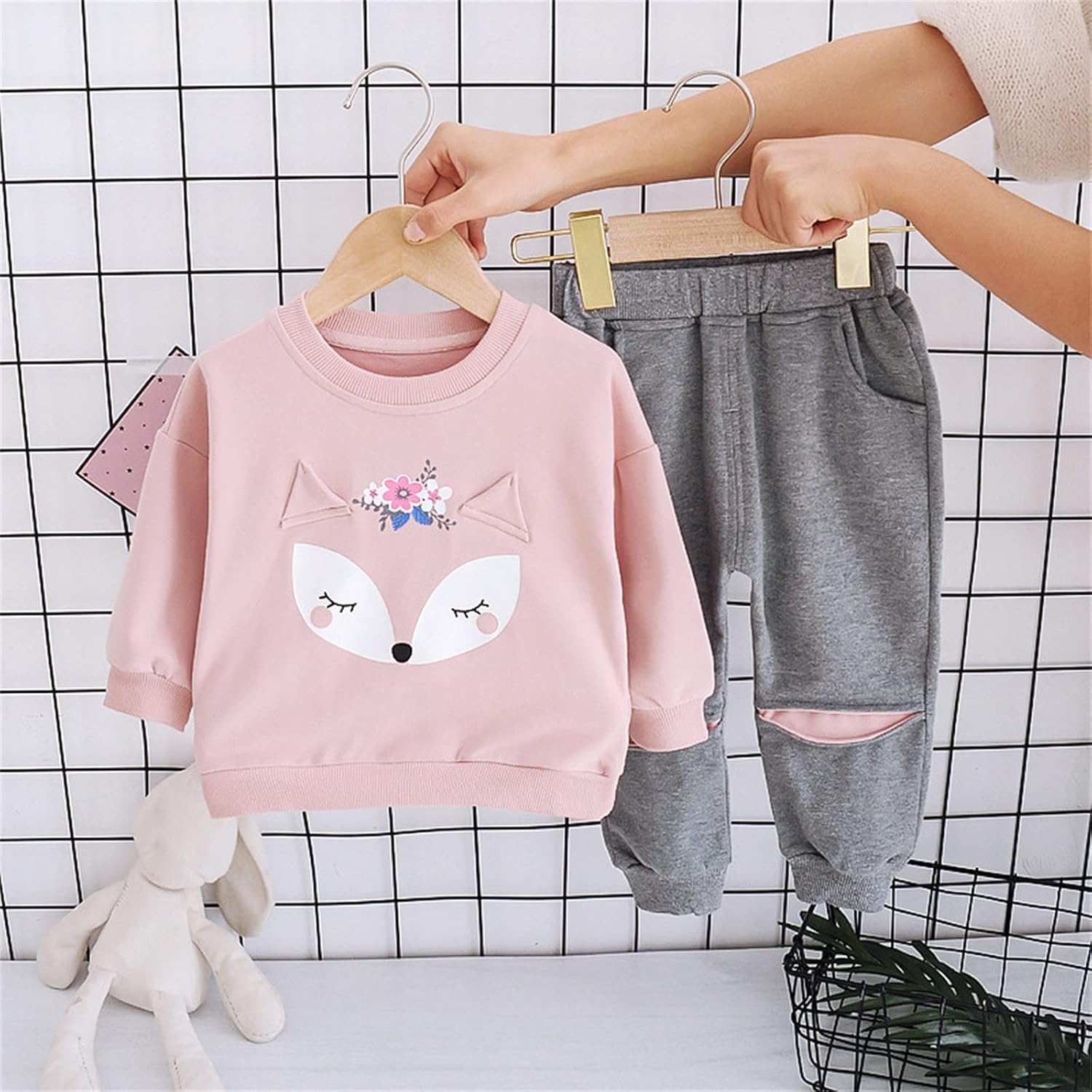 Girls Boys Hoodie Zipper Sweatsuit 2 Pcs Tracksuit Zip Up Tops Sweatpants Jogger Outfits Set For Kid