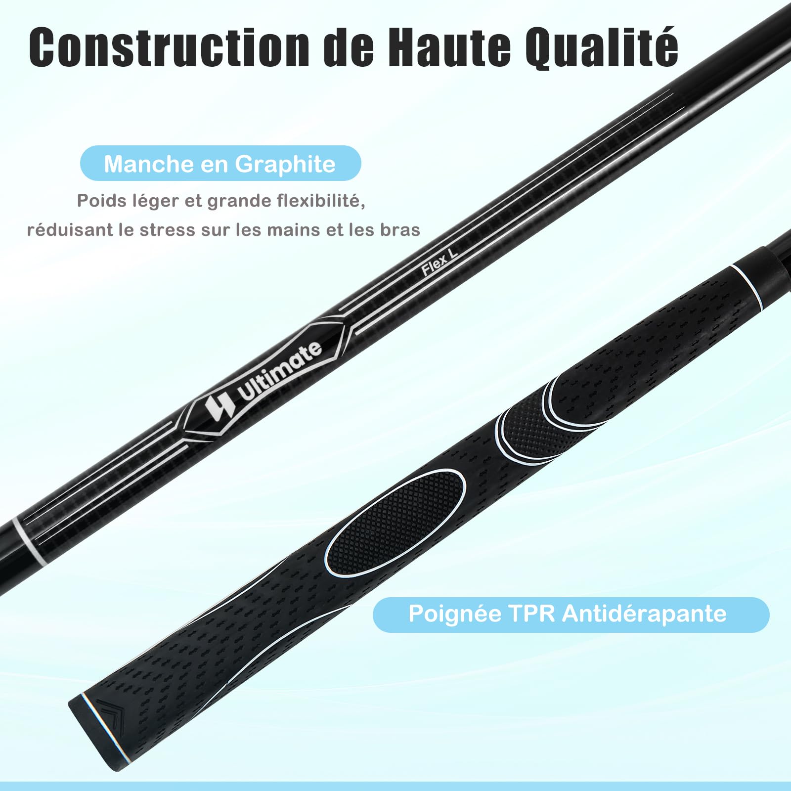 GOPLUS Clubs de Golf pour Enfants, Inclus 205CC #3 Fairway, #7 & #9 Fers, Putter, Couvre-tête, Sac de Golf Portable avec Capuchon de Pluie, pour Garçons Filles de 8-10 Ans