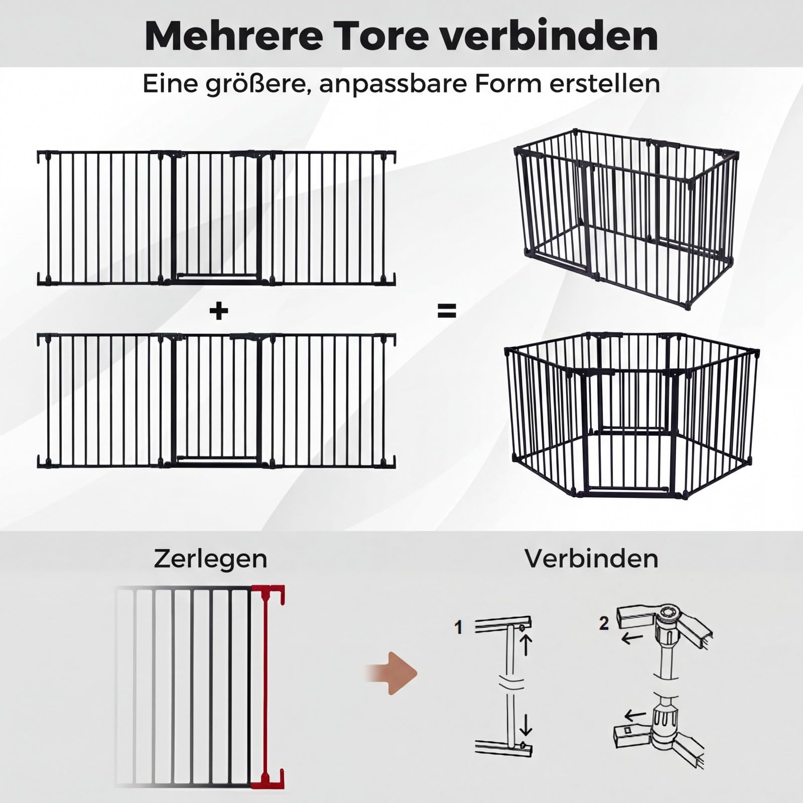 COSTWAY Treppenschutzgitter, 3-teilige Türschutzgitter 74,5–198 cm, Türgitter 270°drehbar aus Metall, Babygitter 180°Zweiwegeöffnung, Hundegitter für Kinder Sicherung & Haustier (Schwarz)