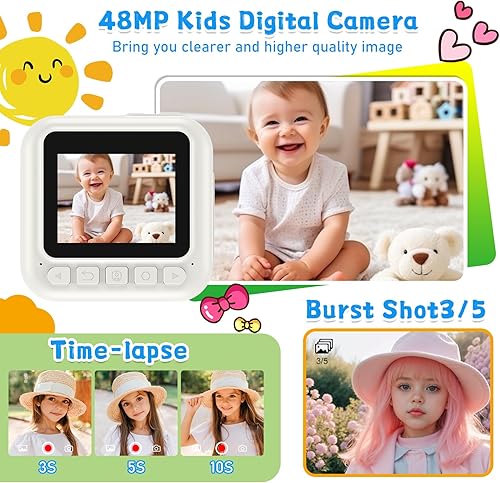 Miniatura 3 de Cámara de impresión instantánea para niños, regalos para niñas de 3 a 12 años, video 1080P para niños, cámara digital para niños con tarjeta de 32