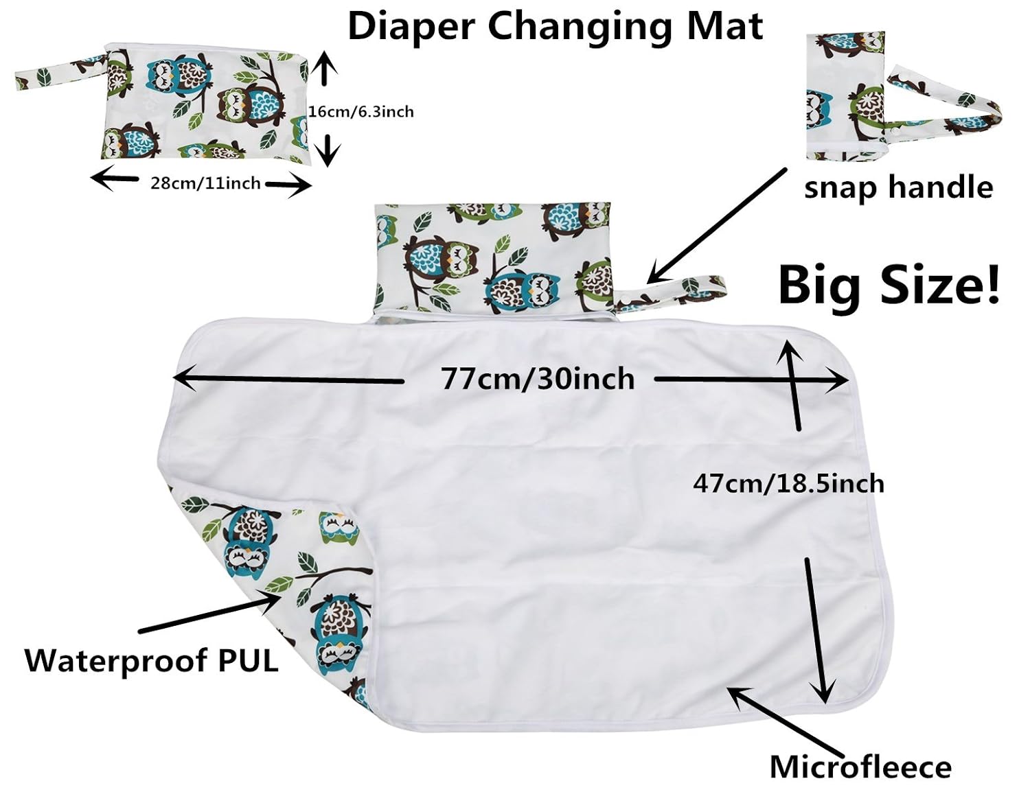 Baby Diaper Changing Mat Pad Portable Foldable Washable Compact Travel Nappy Waterproof Play Mat 30inx18.5in (Flamingo) image 4 of 5 B07858R5JX