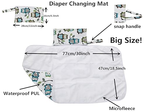 Miniatura 4 de Cambiador de pañales para bebé, portátil, plegable, lavable, compacto, impermeable, tapete de juego de 30 x 18.5 pulgadas (flamenco)