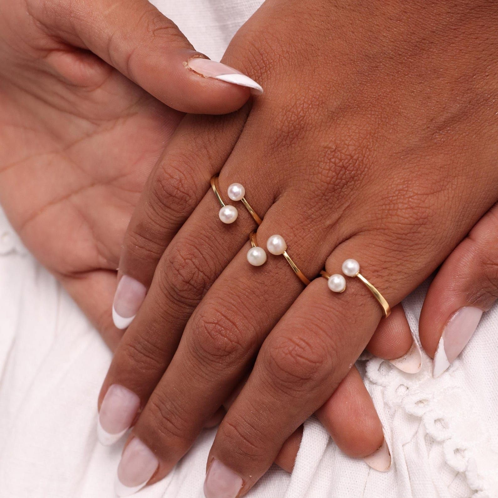 Joyería de perlas de agua dulce 925 de plata de ley blanco perla anillo de novia boda