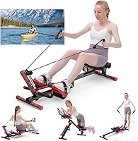 HiFast 4-in-1 Ab & Rowing Machine for Home: Quiet Foldable Rower with 3 Resistance Levels, Adjustable Handles, LCD Monitor