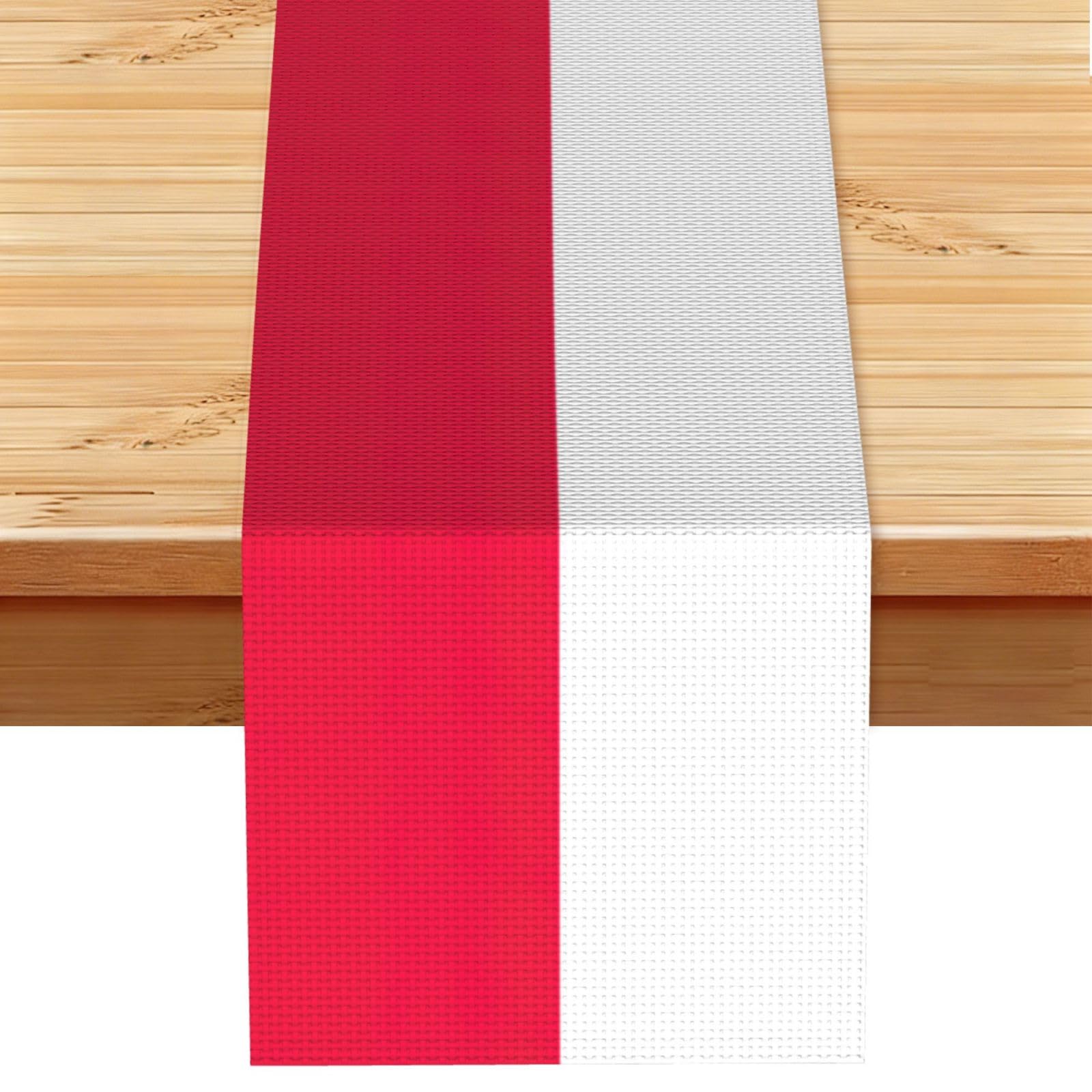 Polish flag Printed Table Runner 13 x 72, Wrinkle Resistant Decor for Dining Table Coffee Table Fireplace