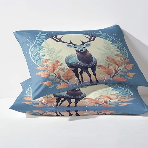 Miniatura 3 de Sábanas de ciervo tamaño individual, sábanas de alce y vida silvestre, juego de sábanas y fundas de almohada de 3 piezas, sábana bajera ajustable de