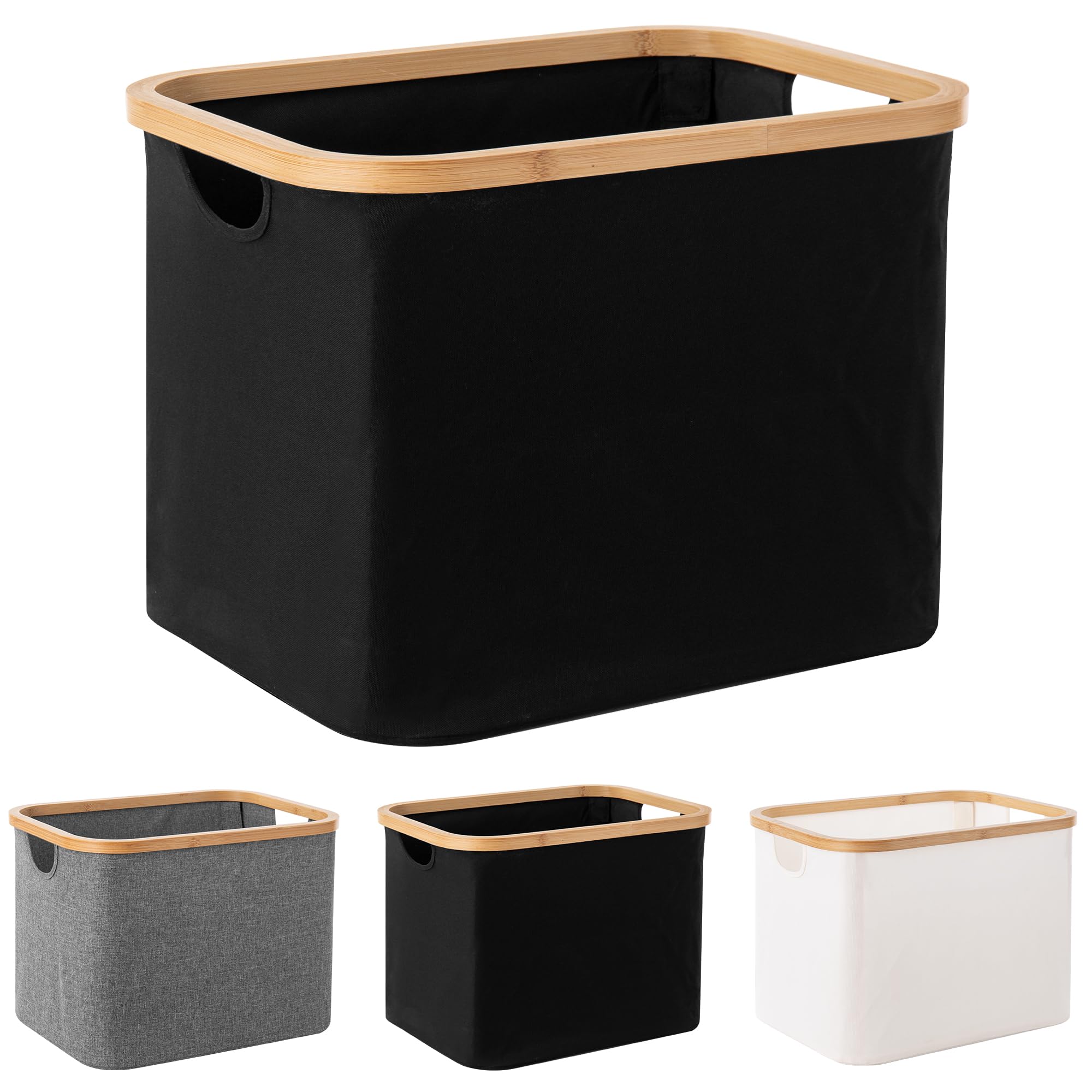 Woodluv Black Foldable Laundry Baskets, 36L Laundry Hamper, Foldable Thin Dirty Clothes Hamper For Laundry Collapsible Bin For Bathroom Bedroom,