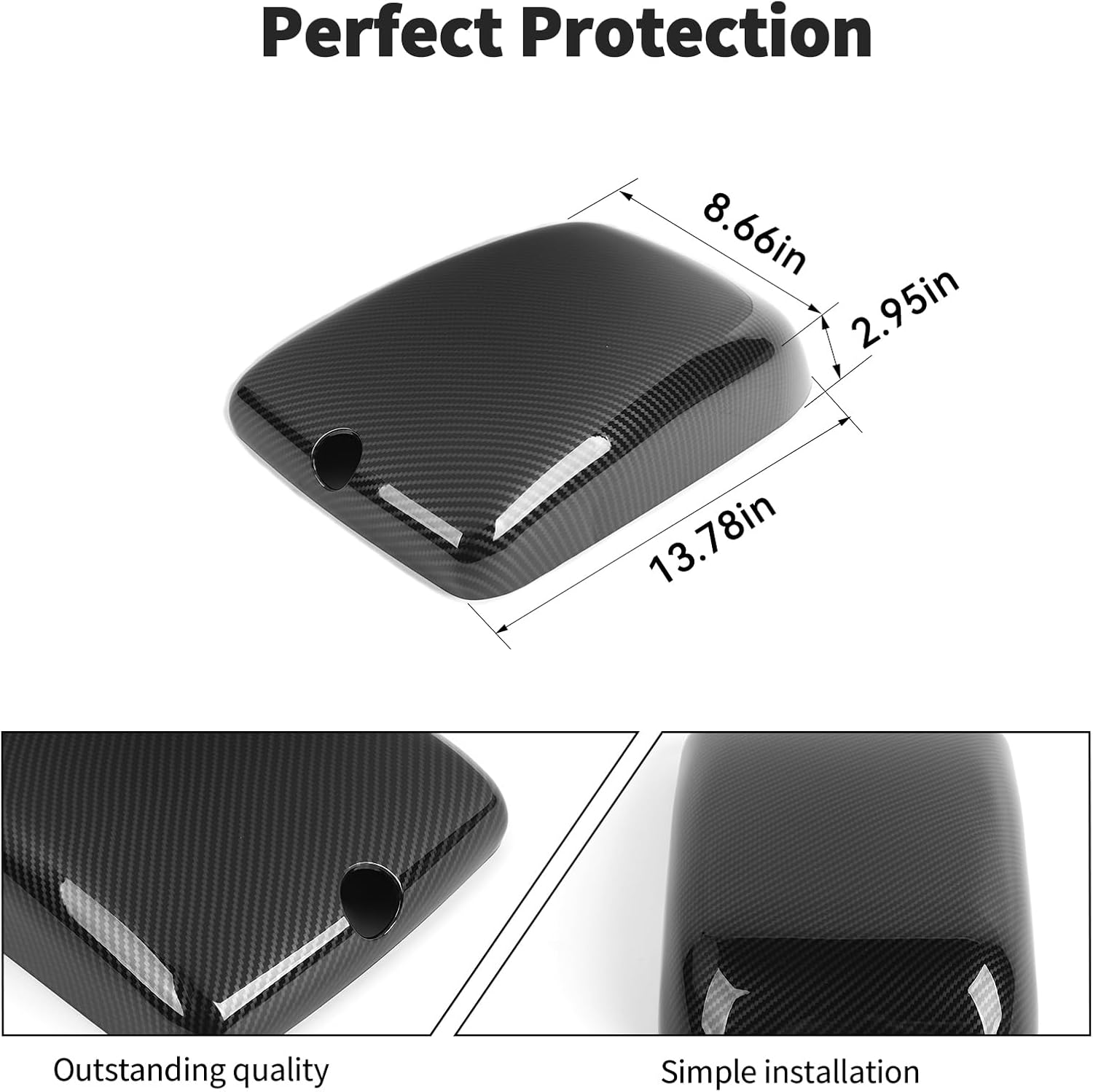 JWWY Armrest Cover Case Pad Center Console Cover Decoration Protective Cover Trim Fit for 2011-2017 Jeep Wrangler JK JKU Interior Accessories Carbon Fiber ABS