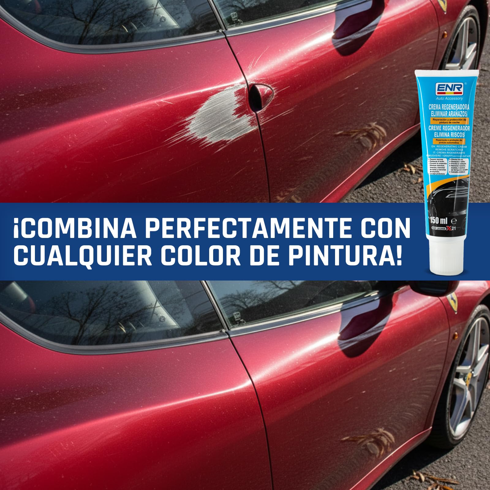 Enerfero Reparador de arañazos,Pulimento Coche Arañazos,Aporta Brillo y Protección,Restos de Pintura y Manchas Persistentes,Fácil Aplicación,50g — view 5