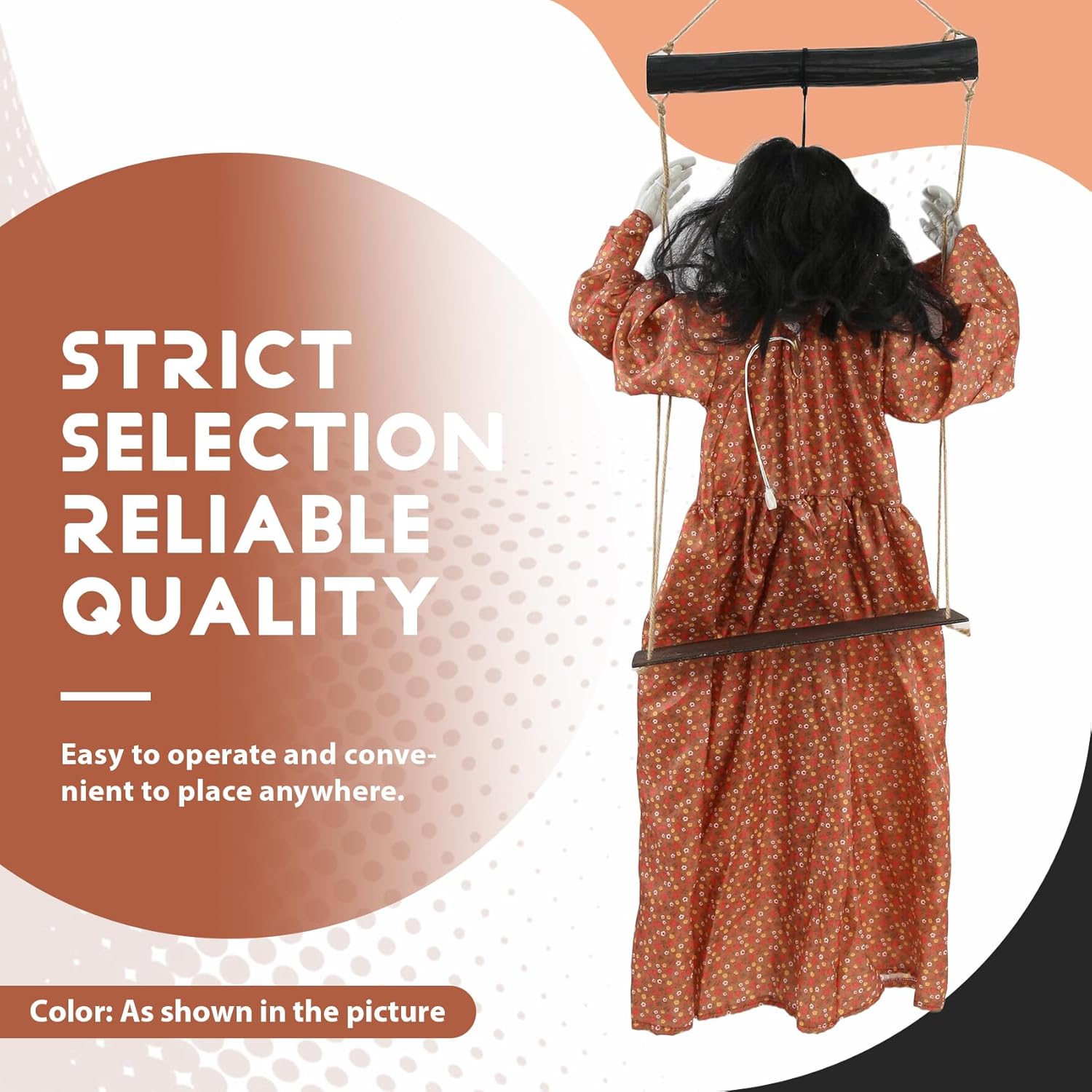 ハロウィン装飾 怖い屋外照明効果、音付きハロウィン吊り人形女の子、恐ろしい表情の光る目