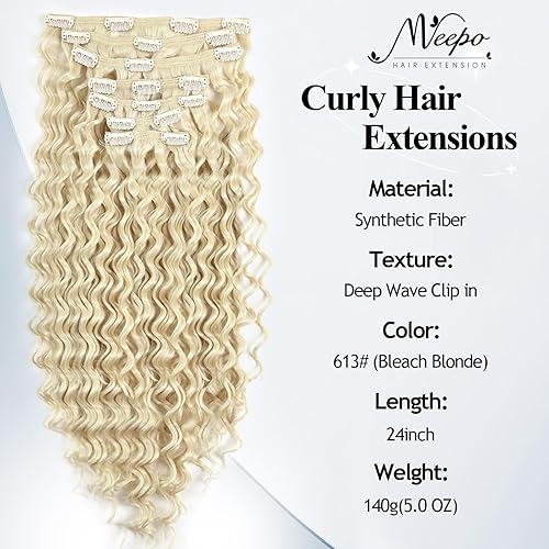 Miniatura 2 de MEEPO Extensión de cabello rizado marrón oscuro con clip para mujeres negras, extensiones de cabello natural grueso y ondulado profundo, extensiones