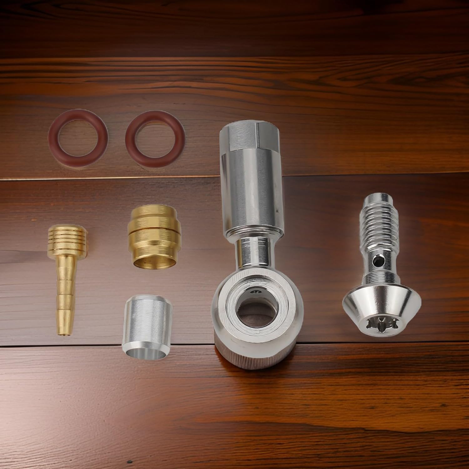 Hydraulic Hose Fitting Insert for Banjo Bolt for MT4 for MT6 MT5 MT7, Silver Metal Brake Line Connector Compatible with Mountain for Bike Hydraulic Brakes, Set(A)