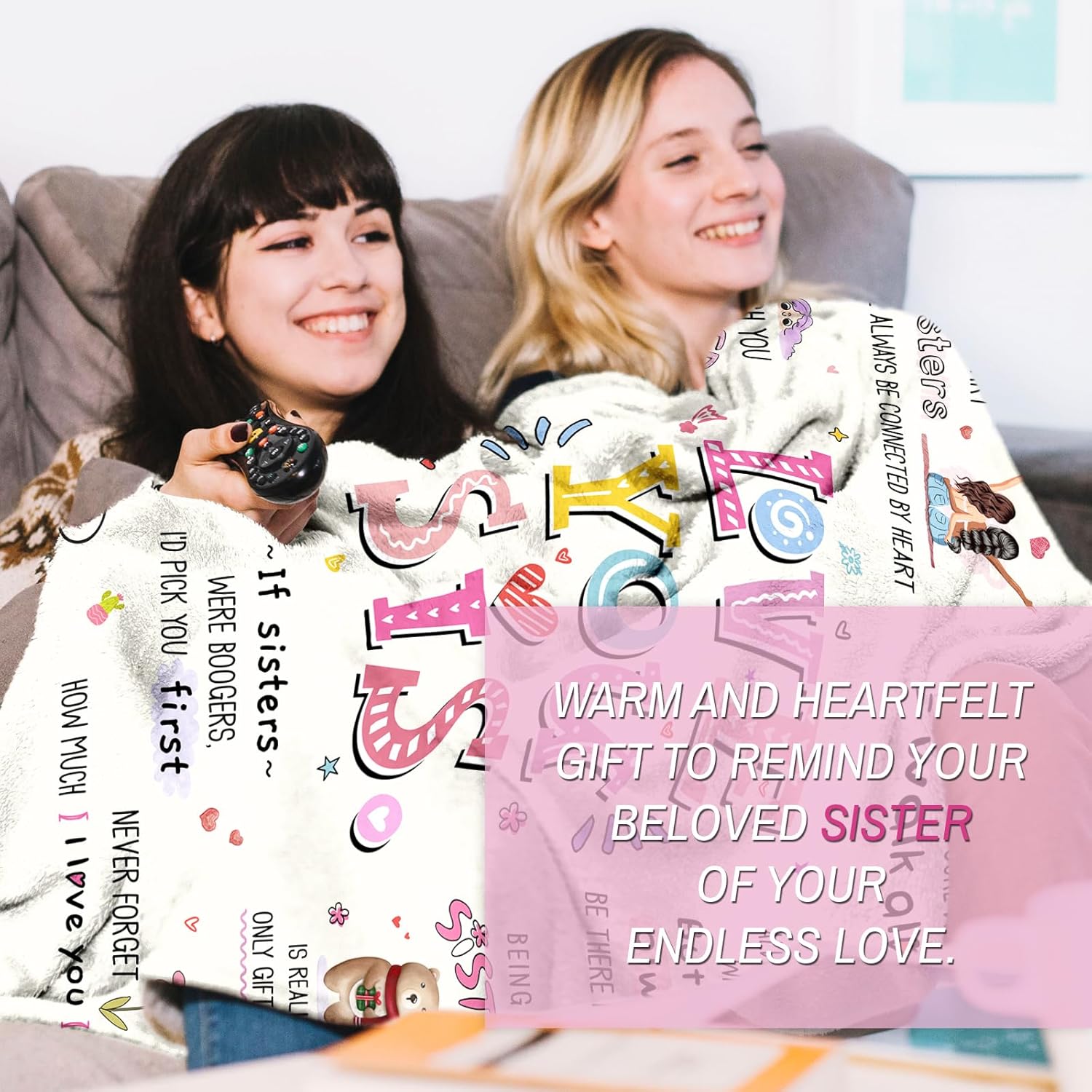 Sister Gifts from Sis, Sisters Birthday Gifts, Best Presents for Sis on Mother's Day Christmas Valentine's Day,Love You Sisters Throw Blanket 50 * 60 in - Image 6