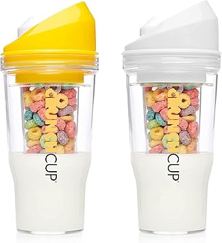 CRUNCHCUP Bundle & Save on Two Portable Cereal Tumblers - No Spoon, No Bowl, It's Cereal on the Go [Yellow & White]