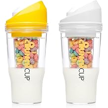 CRUNCHCUP Bundle & Save on Two Portable Cereal Tumblers - No Spoon, No Bowl, It's Cereal on the Go [Yellow & White]