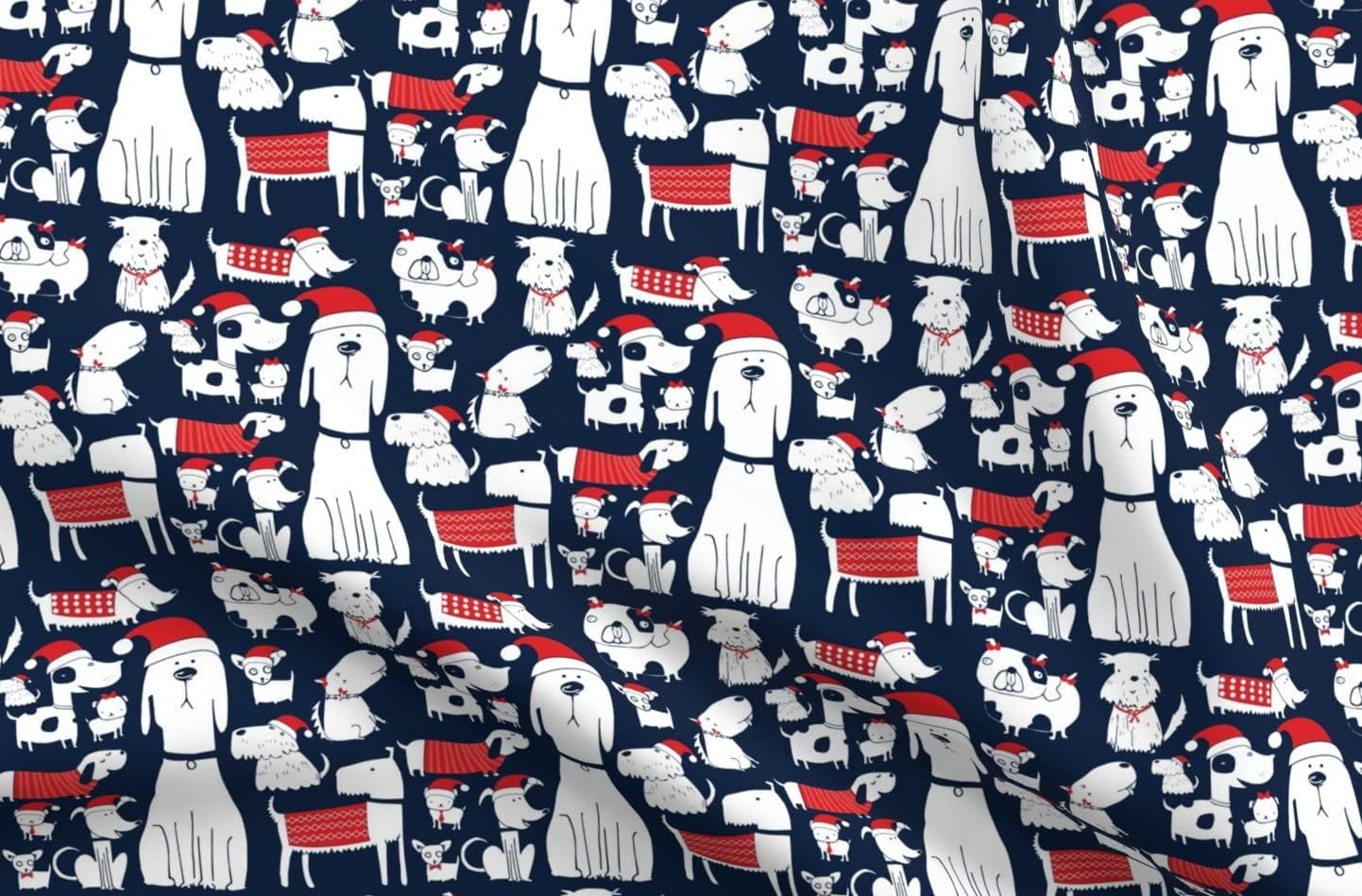 Spoonflower Fabric - Dogs Christmas Festive Puppy Silhouette Printed on Upholstery Velvet Fabric Fat Quarter - Upholstery Home Decor Bottomweight Apparel