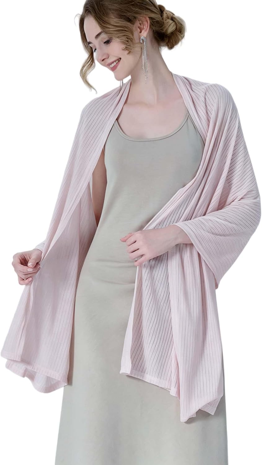 VENVSBEE Women's Fine Open Knit Wrap Shawl Lightweight Hollow Out Long Scarf Airy Cover Up for Summer Evening Wedding