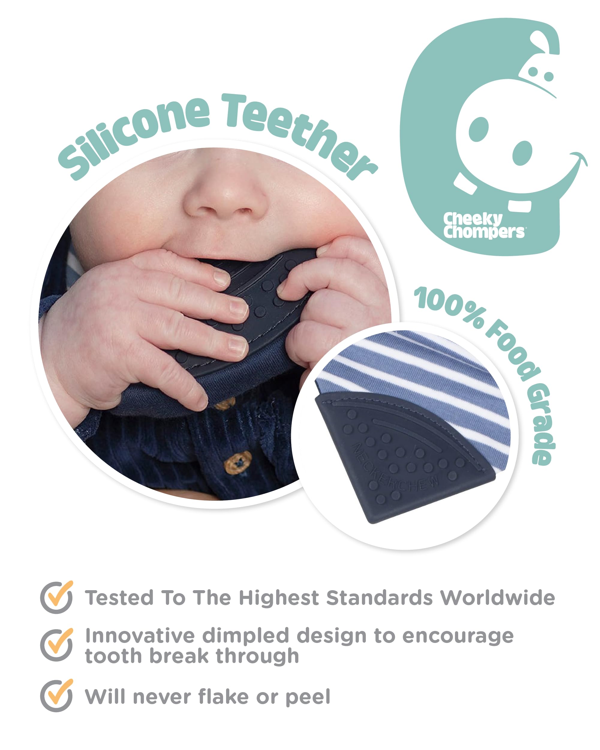 Cheeky Chompers Bavoirs Bébé Dentition Réversible Anneau Dentition 2 Mois+