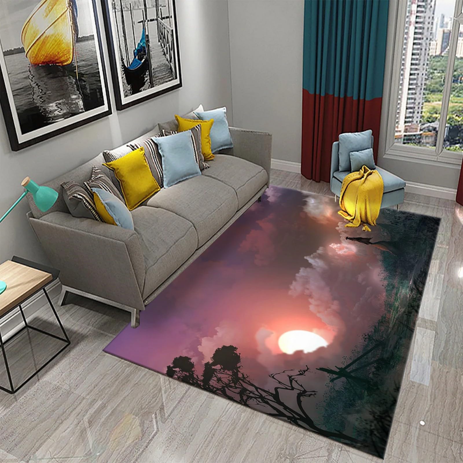 Tapis facile à nettoyer grand format en flanelle douce pour salon 3D