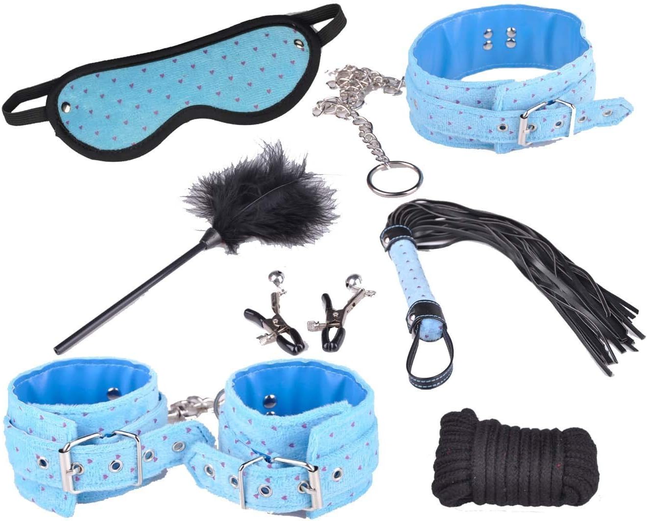 Under the Bed Restraint Sexy Black Bondage Kit Under the Bed S&m Restraints 7pcs Blue