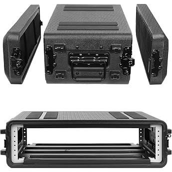 2U Cases Lightweight Audio Rack Enclosure 11 Depth 19 Rackmount Flight Case with Waterproof Dustproof 2-Room Shock Mount Rack with Microphone Compartments
