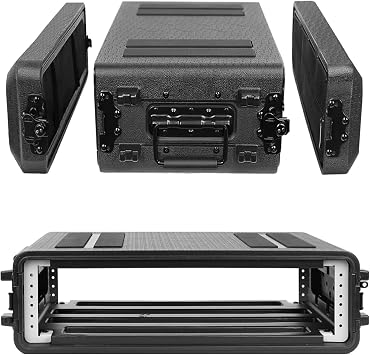 Rack Case 19" 2U Rack Case Shallow 11" Depth Durable HDPE Watertight Dust-Proof Shock Mount Racks with Microphone Compartments