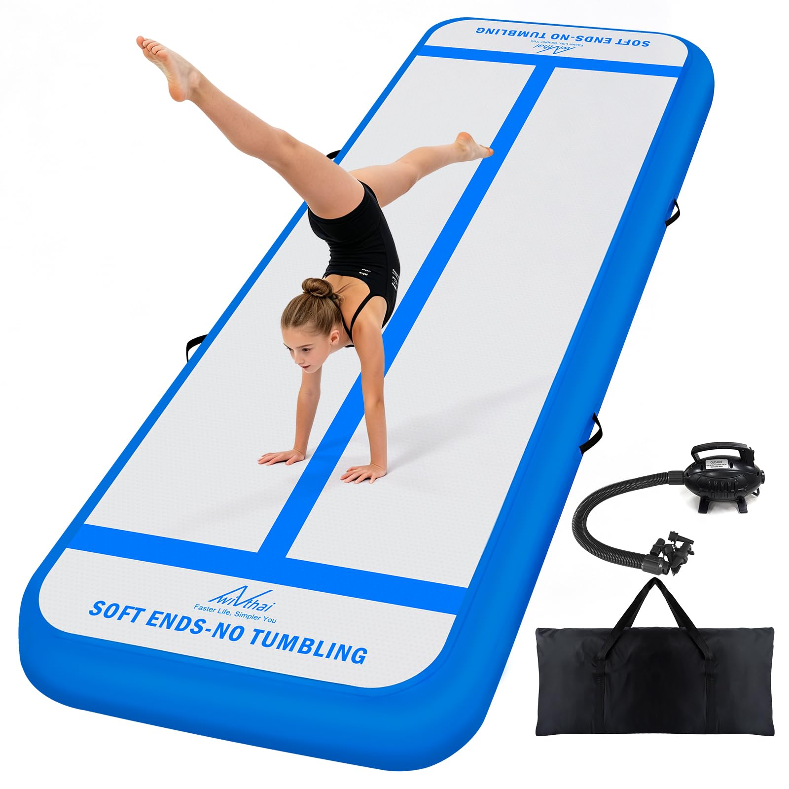 Aufblasbare Luftgymnastikmatte Trainingsmatten mit 2-in-1-Sicherheitslinien