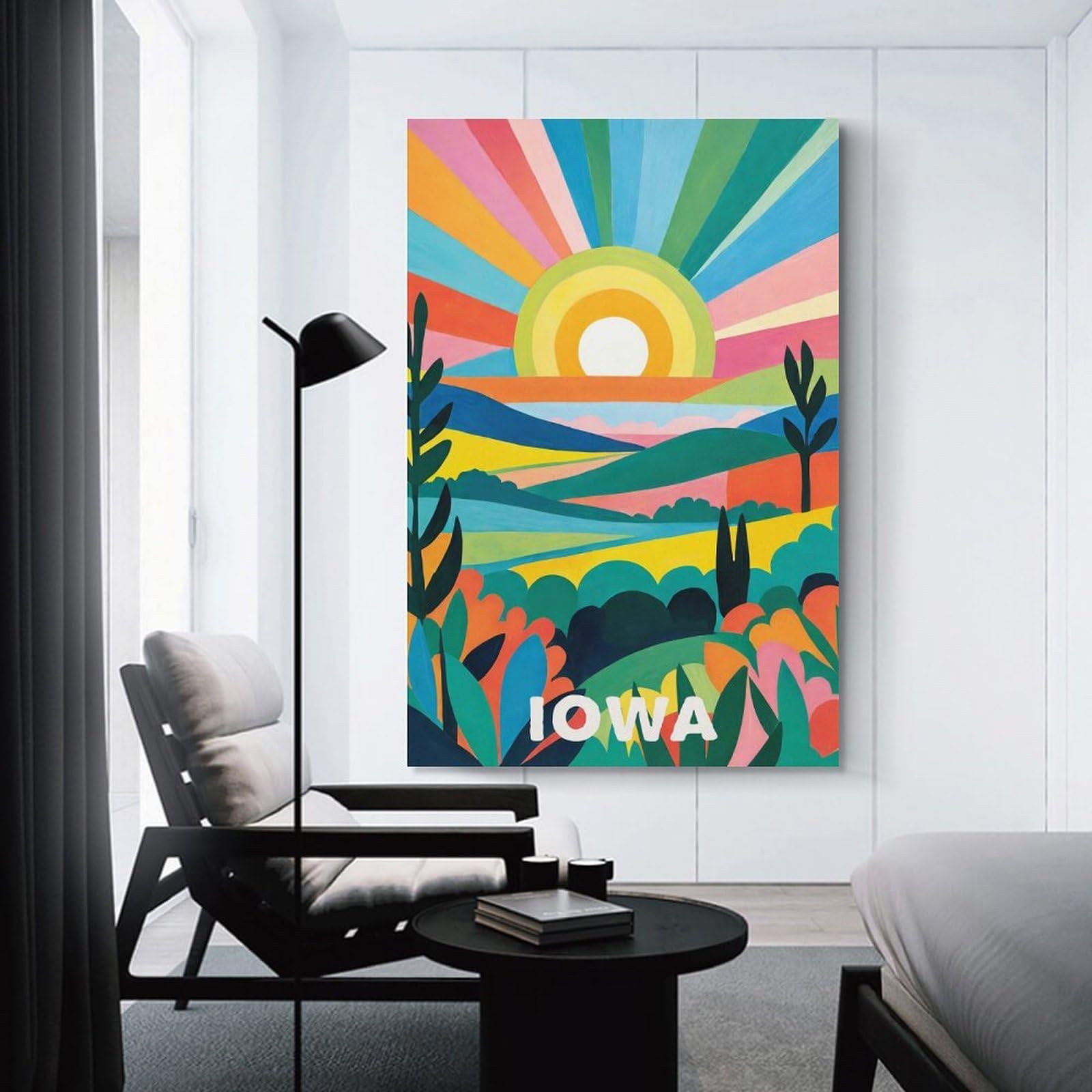 Junmoney Unframe-Style-2 Colorful Iowa Fine Art Canvas Wall Art 20X30inch(50X75cm), For Office Decor, Home Working Or Creative Rooms, Wall Art That Adds Style To Work Areas