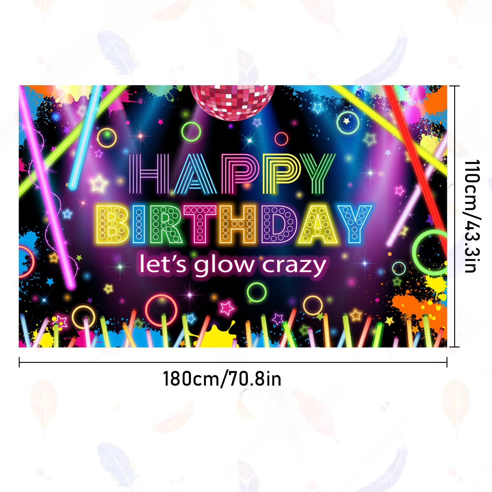 Geburtstagsparty-Banner – Bunt, Neonfarben, 180x110 Cm, Mit Graffiti-Muster Für Foto-Hintergrund