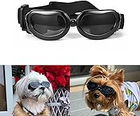 Vista 1 de Gafas de sol para perros de razas pequeñas, protección UV, gafas pequeñas a prueba de viento y polvo con correas ajustables, color negro