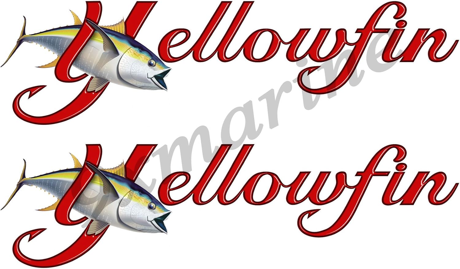 Two Yellowfin Die-Cut Decals/Stickers 16"X4" long