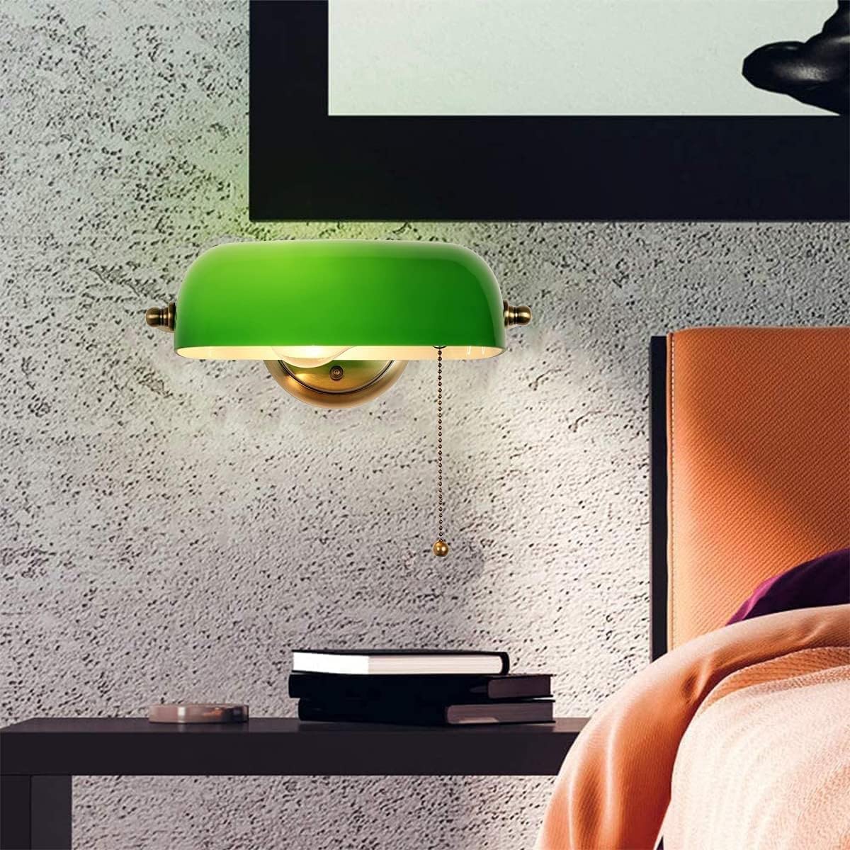 Wall Light Sconces Green Bankers E27 Green Glass Bankers Lamp with