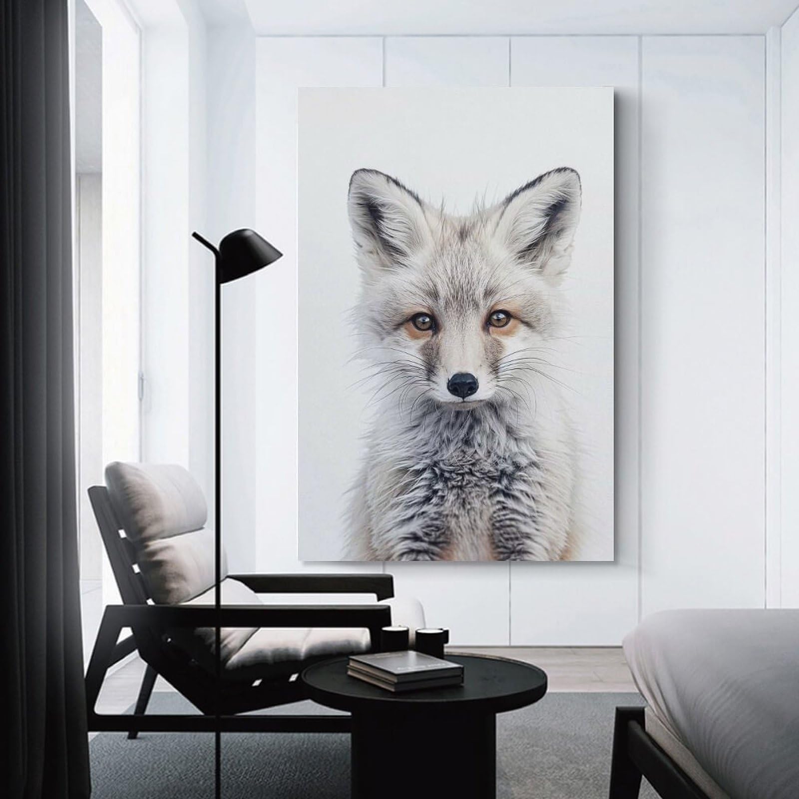 Junmoney Wall Art Print Cute Baby White Fox, 16x24inch(40x60cm), for Picture Wall Styling in Lounge Or Bedroom, Wall Decor Suited to Curated Displays