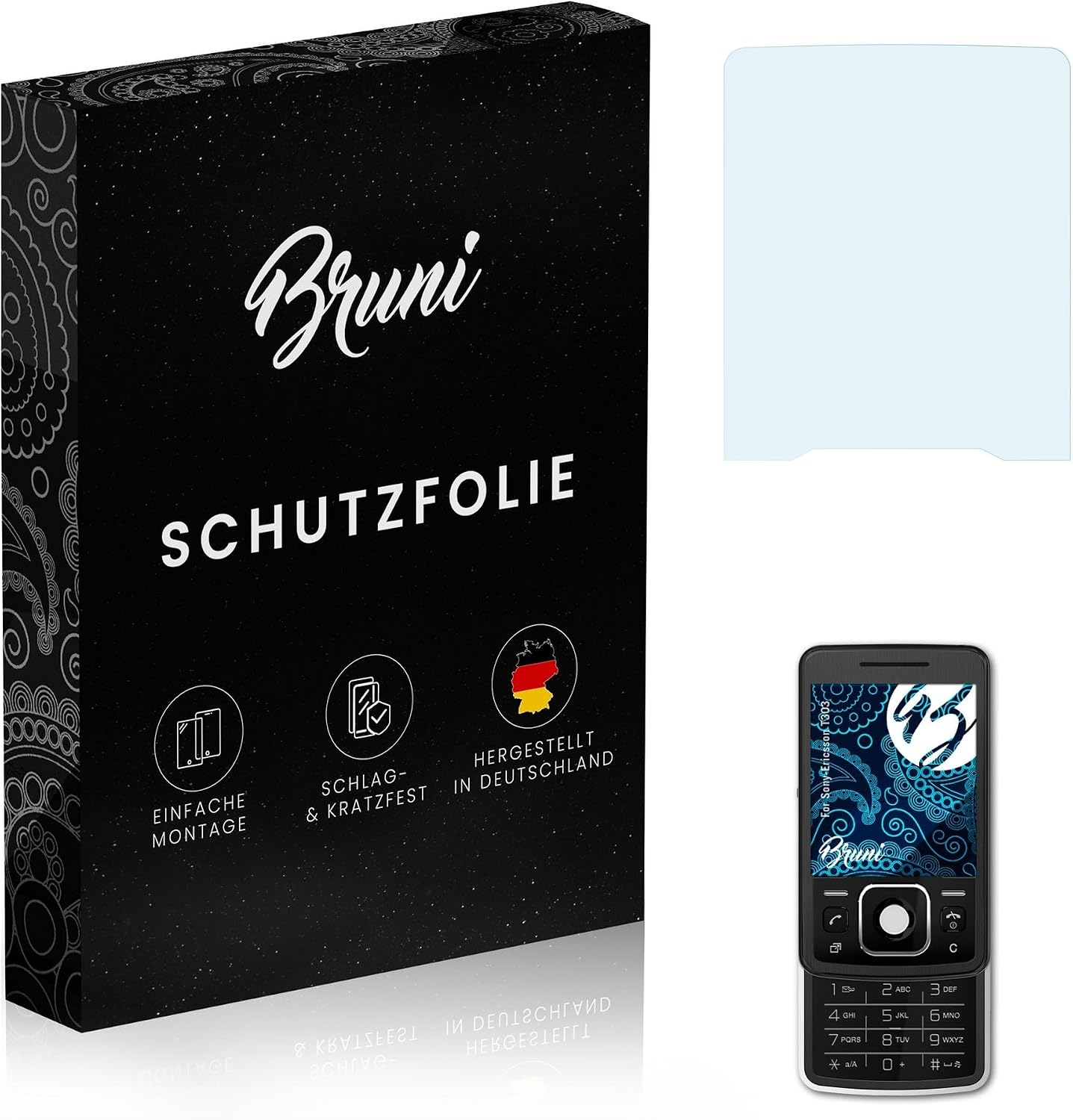 Bruni Screen Protector compatible with Sony-Ericsson T303 Protector Film, crystal clear Protective Film (2X)