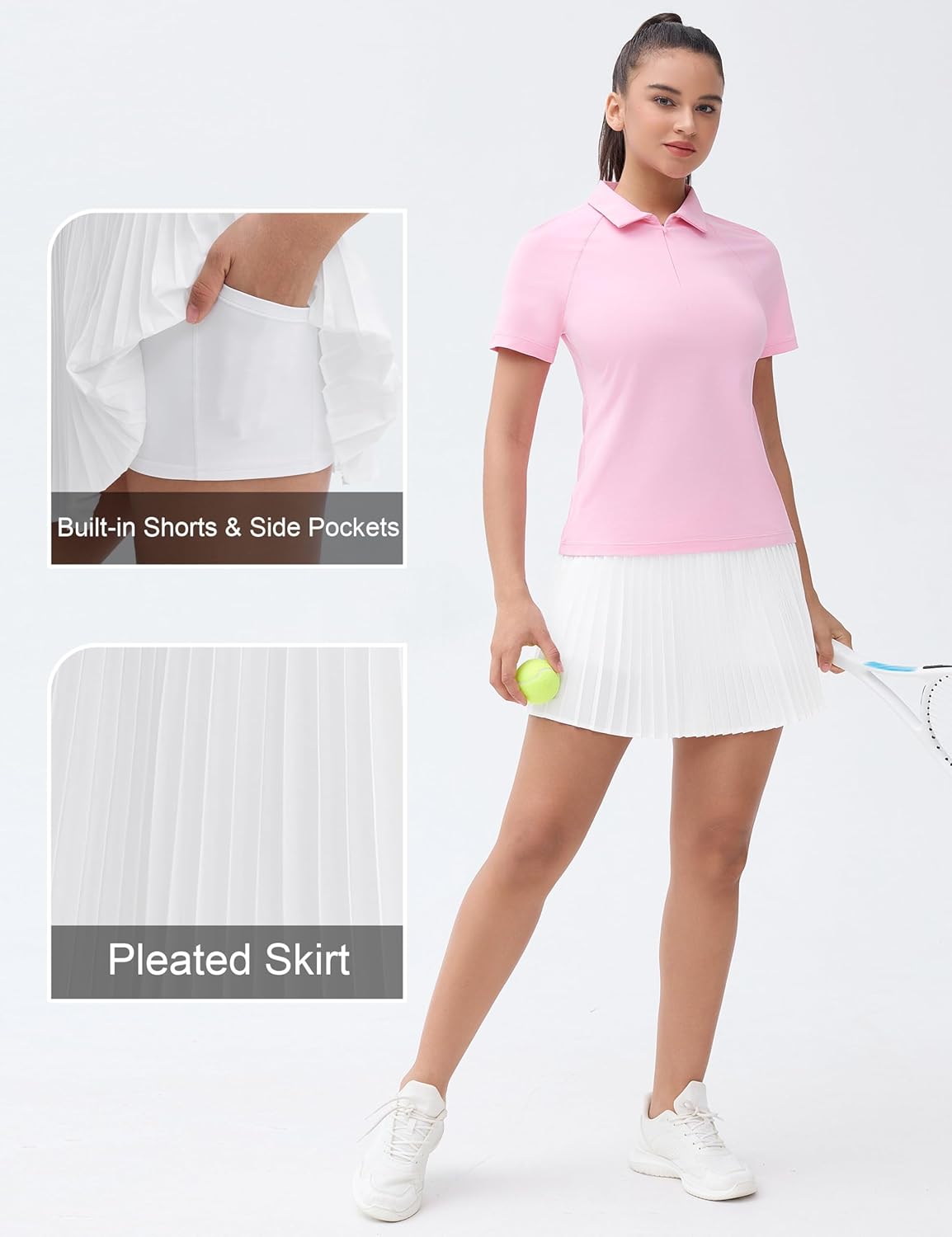 THE GYM PEOPLE Women's Pleated Tennis Skirts Lightweight Workout Golf Skorts Built in Shorts with Pockets - Image 6