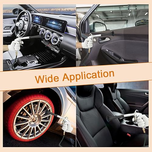 Miniatura 7 de Pistola de aire de limpieza de coche de alta presión con 2 boquillas de juego, pistola de lavado para interior del automóvil, kit de limpieza para