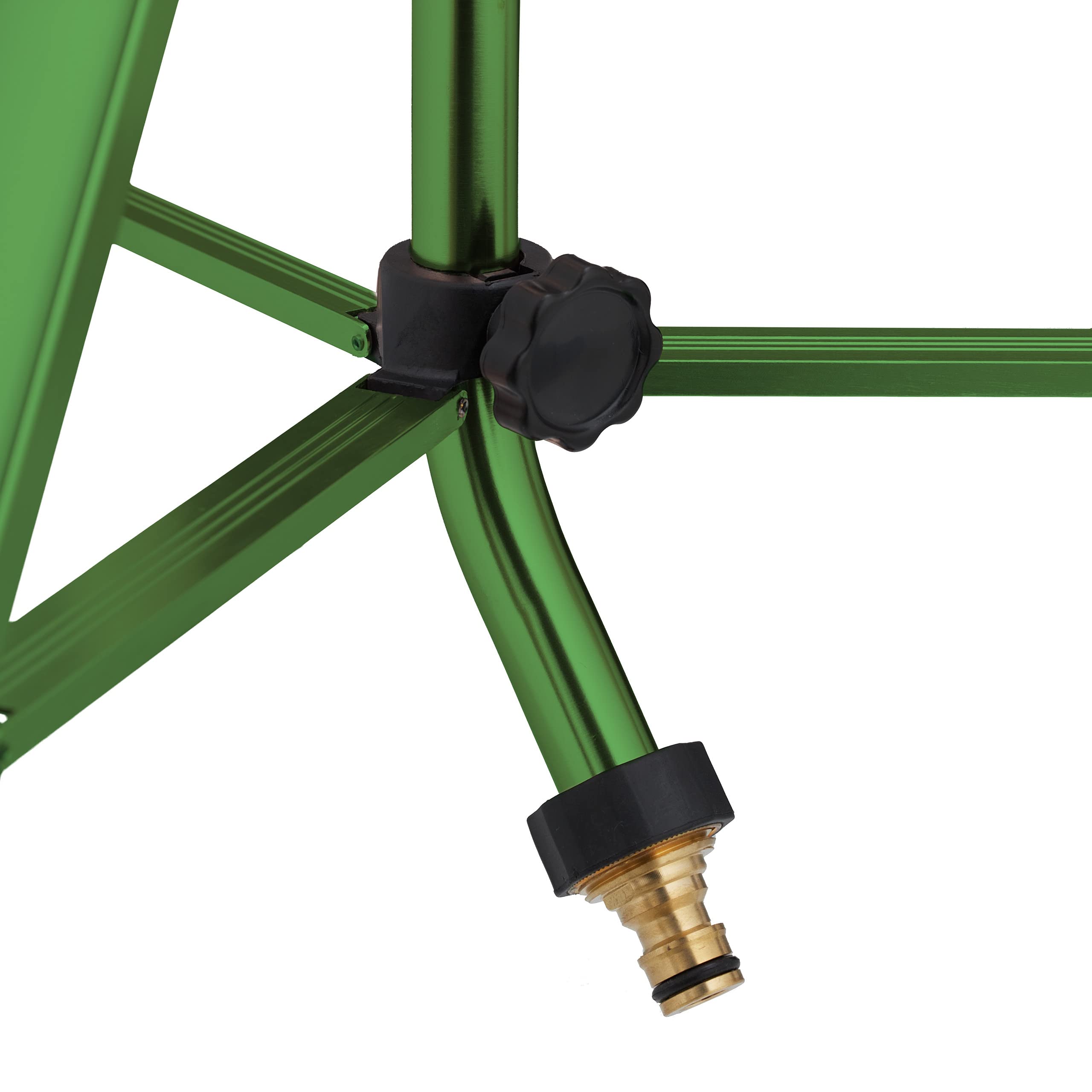 Relaxdays Sprinkler mit Teleskop-Stativ, Sprühradius bis 9 m, Sektorenregner Metall, 360°, Impulsregner, grün/schwarz