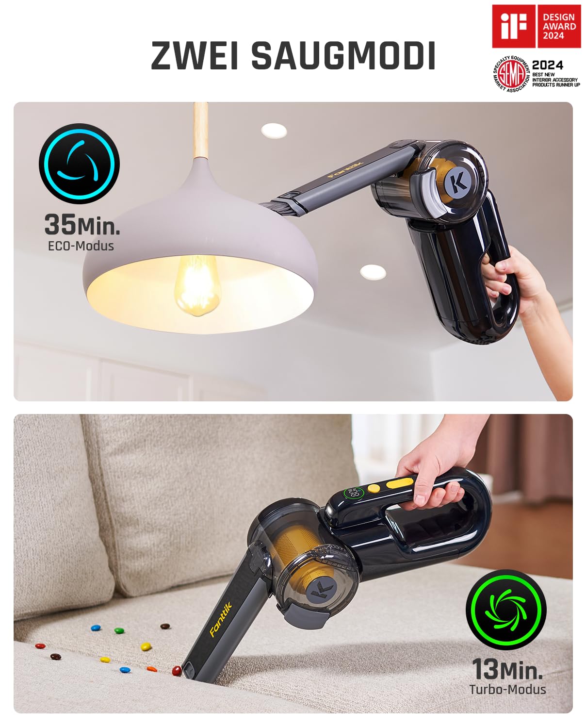 Fanttik Fold V10 APEX Pivot Akku-Handstaubsauger, 17.000 Pa Saugkraft, Smartes LED-Display, Auto Staubsauger für Auto & Haushalt, Ausgestattet mit Flex-Schlauch, Tierhaarbürste und weiterem Zubehör