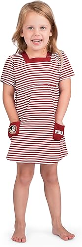 Miniatura 9 de Little King NCAA - Vestido a rayas de manga corta con bolsillos para niñas pequeñas, 100% algodón, tallas 2T, 3T y 4T