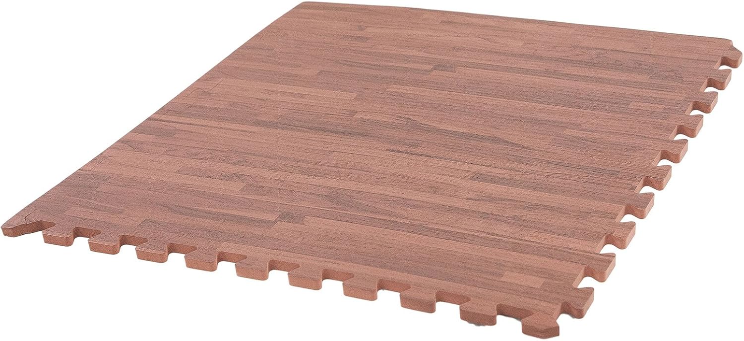 IncStores - Premium Soft Wood Interlocking Foam Tiles (Textured Mocha, 12 Tiles) - Excellent for Trade Show Flooring, Conventions, Play Rooms, Yoga, and Exercises