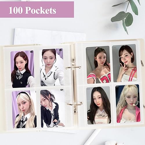 Miniatura 7 de Carpeta minimalista para tarjetas fotográficas con 25 páginas, 4 bolsillos interiores de un solo lado y 2 divisores sin ácidos con 225 bolsillos