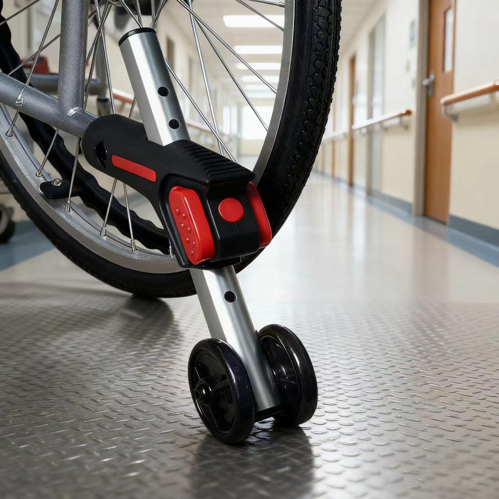 LDIW Kippschutz für Rollstuhl, Heckkipper Gerät, 8 Gänge höhenverstellbar, Aluminium Legierung Material, Anti Kipp-Räder Hinten für Manuelle und Elektrische Rollstühle,25mm