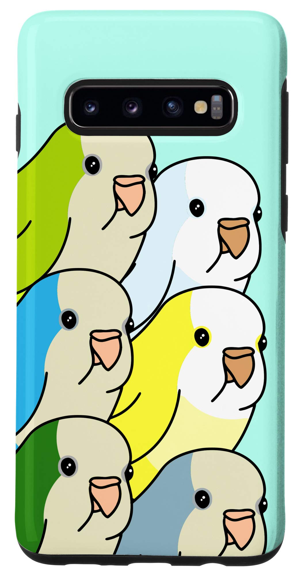 Galaxy S10 Cute Monk Parakeet Chubby Quaker Parrot Doodle Kawaii Bird Case