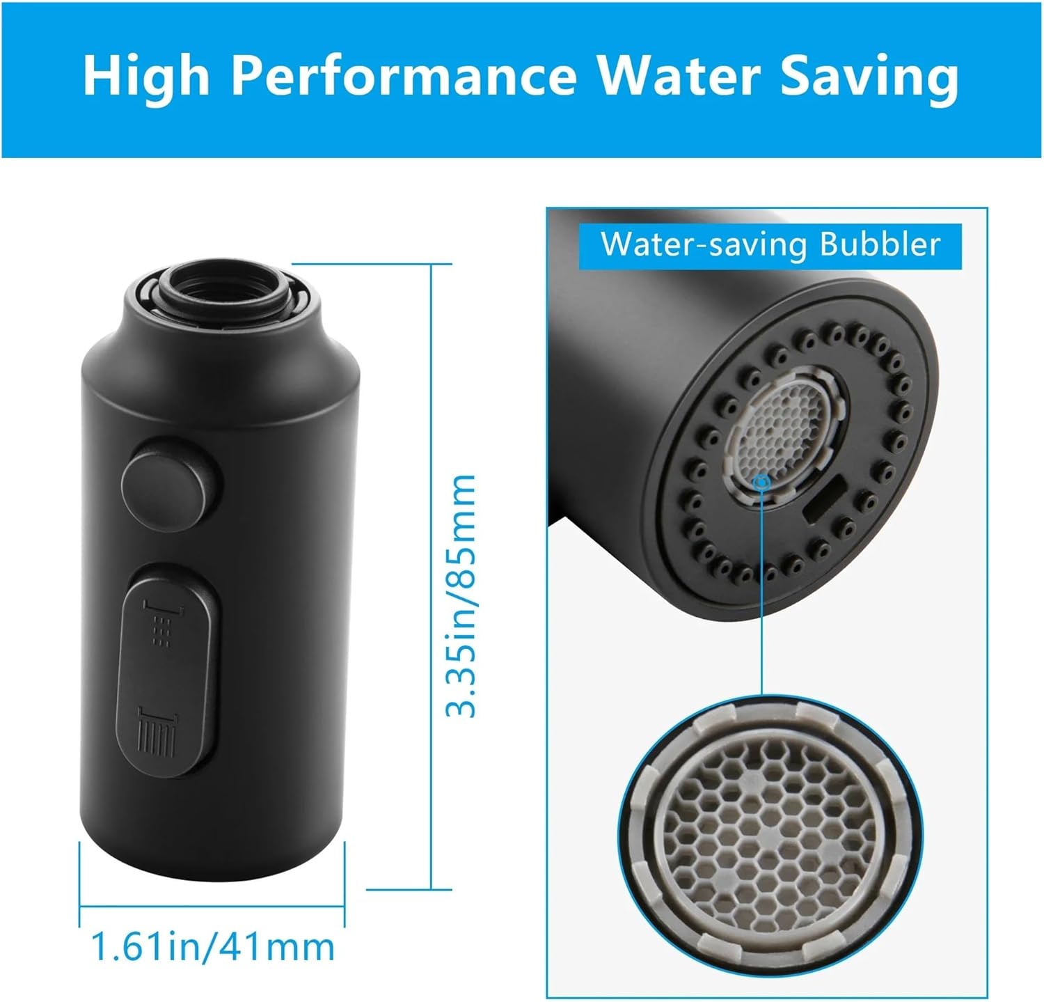 3-Function Pull-Down Kitchen Faucet Spray Head Matte Black Replacement with 9 Adapters - Universal Fit for Kitchen Sinks Easy Installand Stylish.