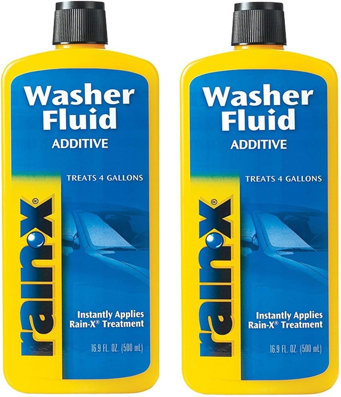 Windshield Washer Fluid Additive | Pack of 2, 500 mL Each | Enhances Driving Visibility | Easy to Mix with Water or Washer Fluid | Applies Rain-X Technology | Ideal for All Vehicle Windshields