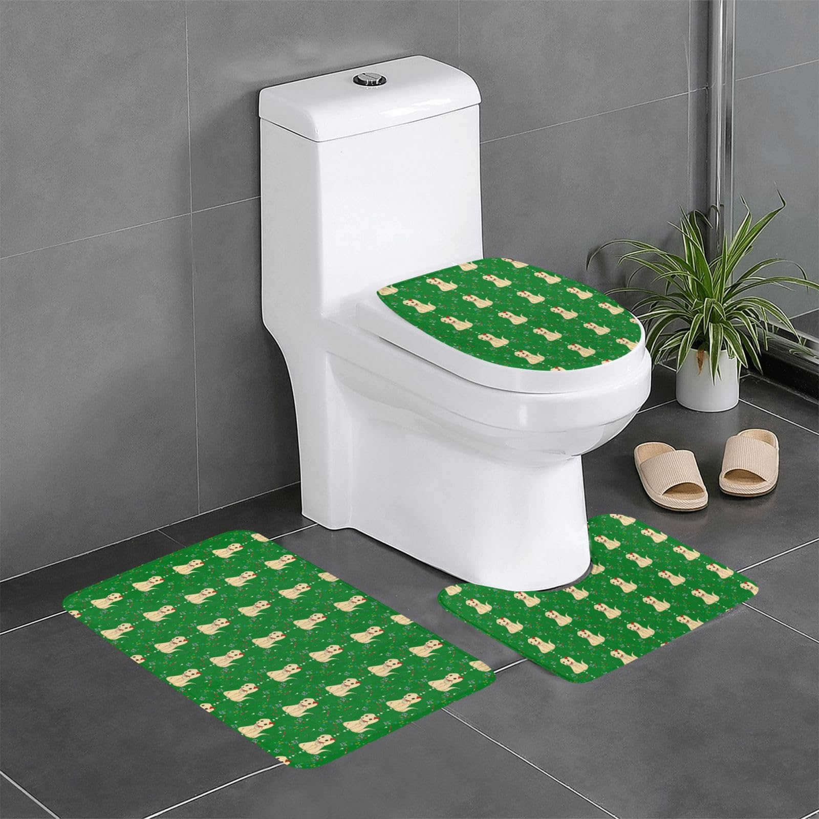 Tapis de bain antidérapants motif chien pour toilettes