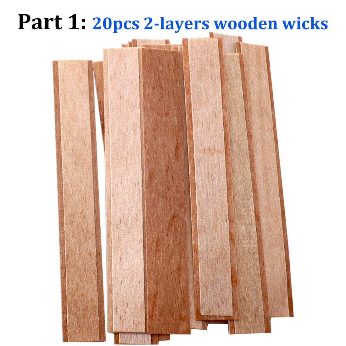 Ketsicart Wood Candle Wicks, 33 Pcs Handcraft DIY Smokeless Wooden Candle Wicks Safe Eco Friendly With Base For DIY Candle Making