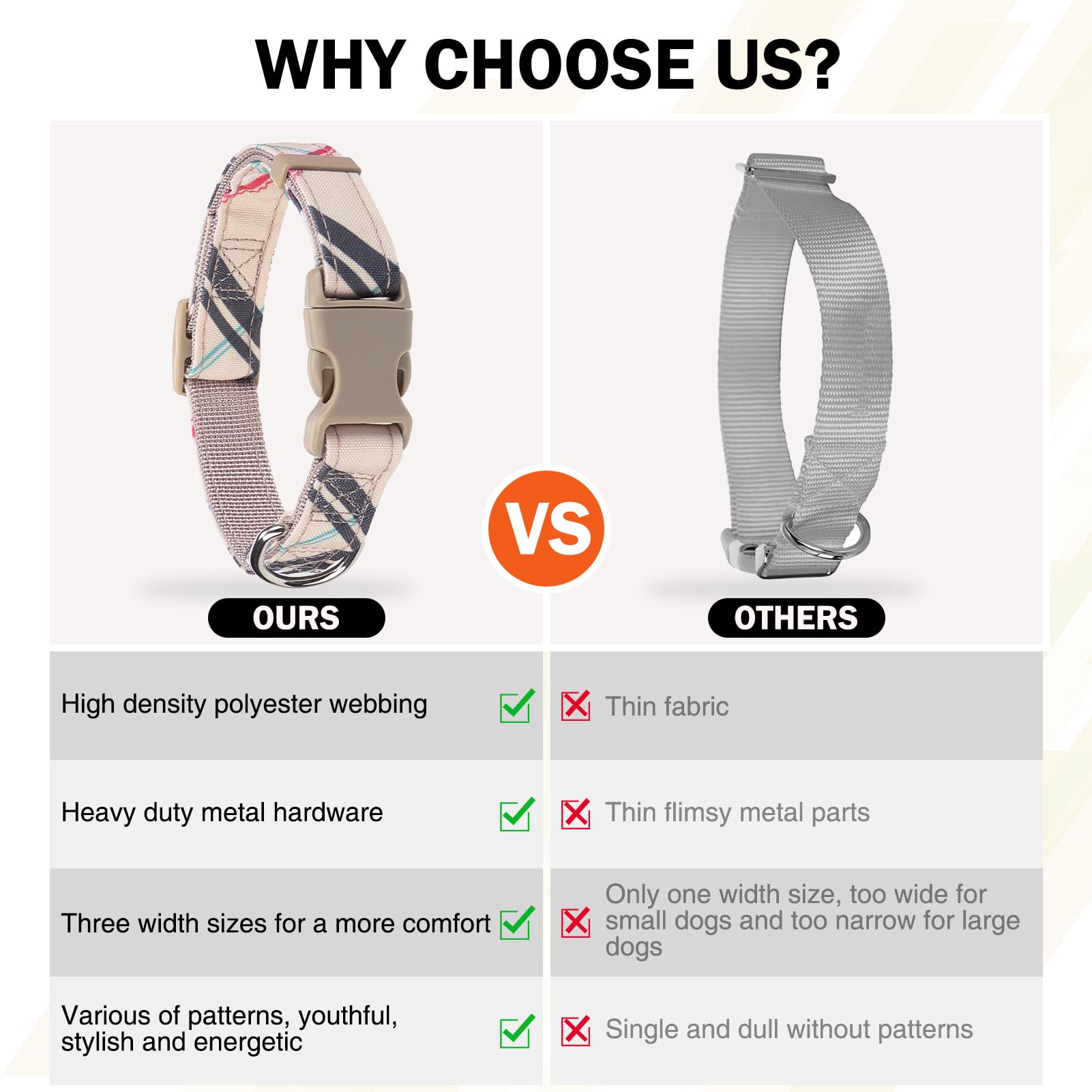 Juego de collar y correa para perro, collares para perros pequeños y medianos, collar ajustable de nailon para cachorros con hebilla para perros hembras machos, collares de mascotas con
