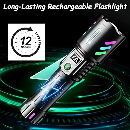 Miniatura 5 de Linternas recargables de 990.000 lúmenes, linternas superbrillantes con 5 modos ajustables, linterna impermeable potente luz de flash para el hogar,