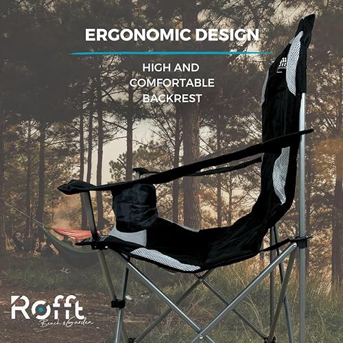 Miniatura 6 de Silla plegable de campamento para niño grande, soporte resistente de 250 libras, plegable, reposabrazos para césped con soporte para tazas y